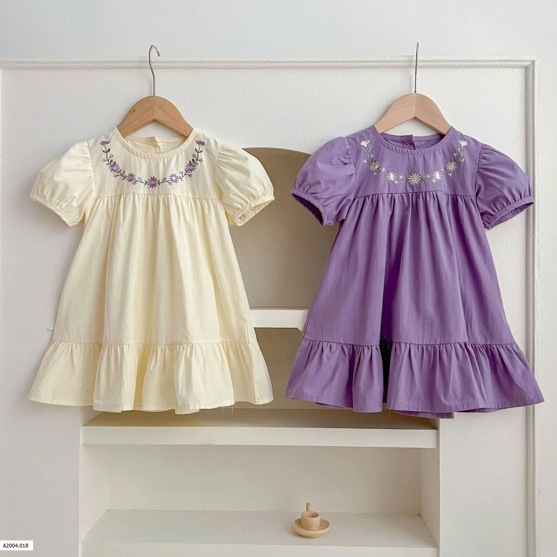 VÁY BABYDOLL CỔ HOA CHO BÉ    Sỉ 134k