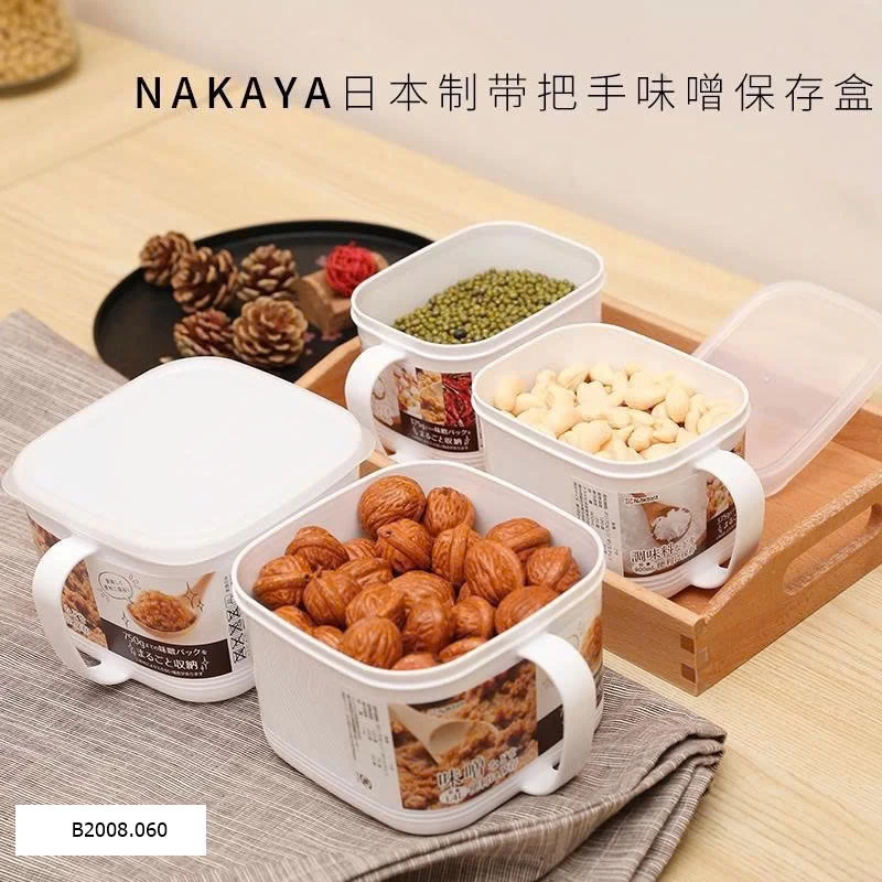 SET 2 HỘP ĐỰNG THỰC PHẨM NẮP DẺO CÓ TAY CẦM NAKAYA 1400ML  Giá sỉ 95k/1 set 2 chiếc mix màu 