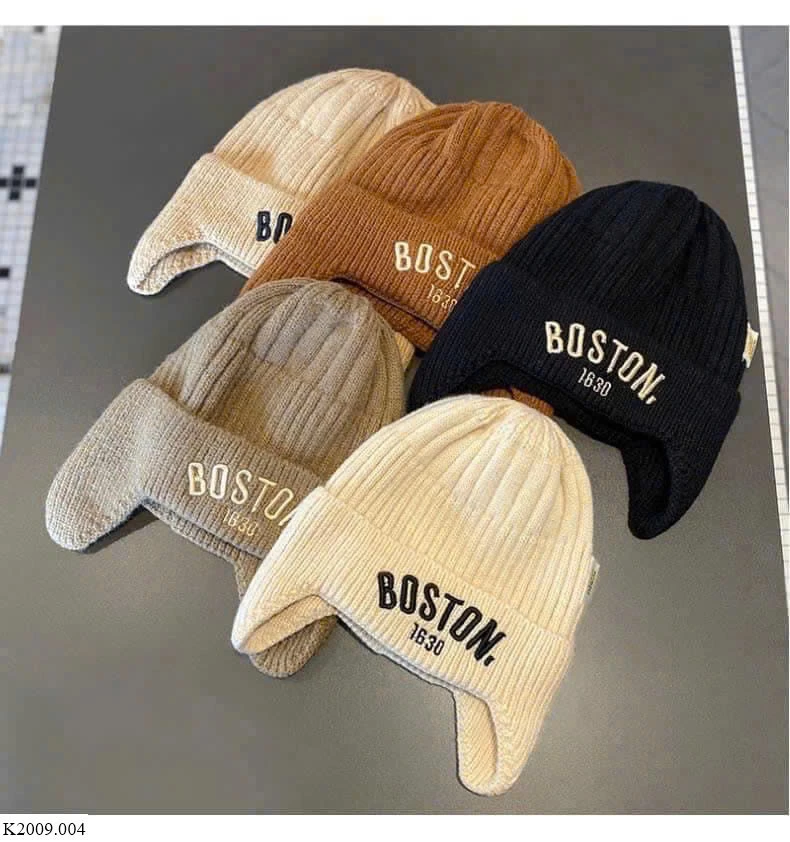 MŨ LEN BOSTON BỊT TAI CHO BÉ  sỉ 33k