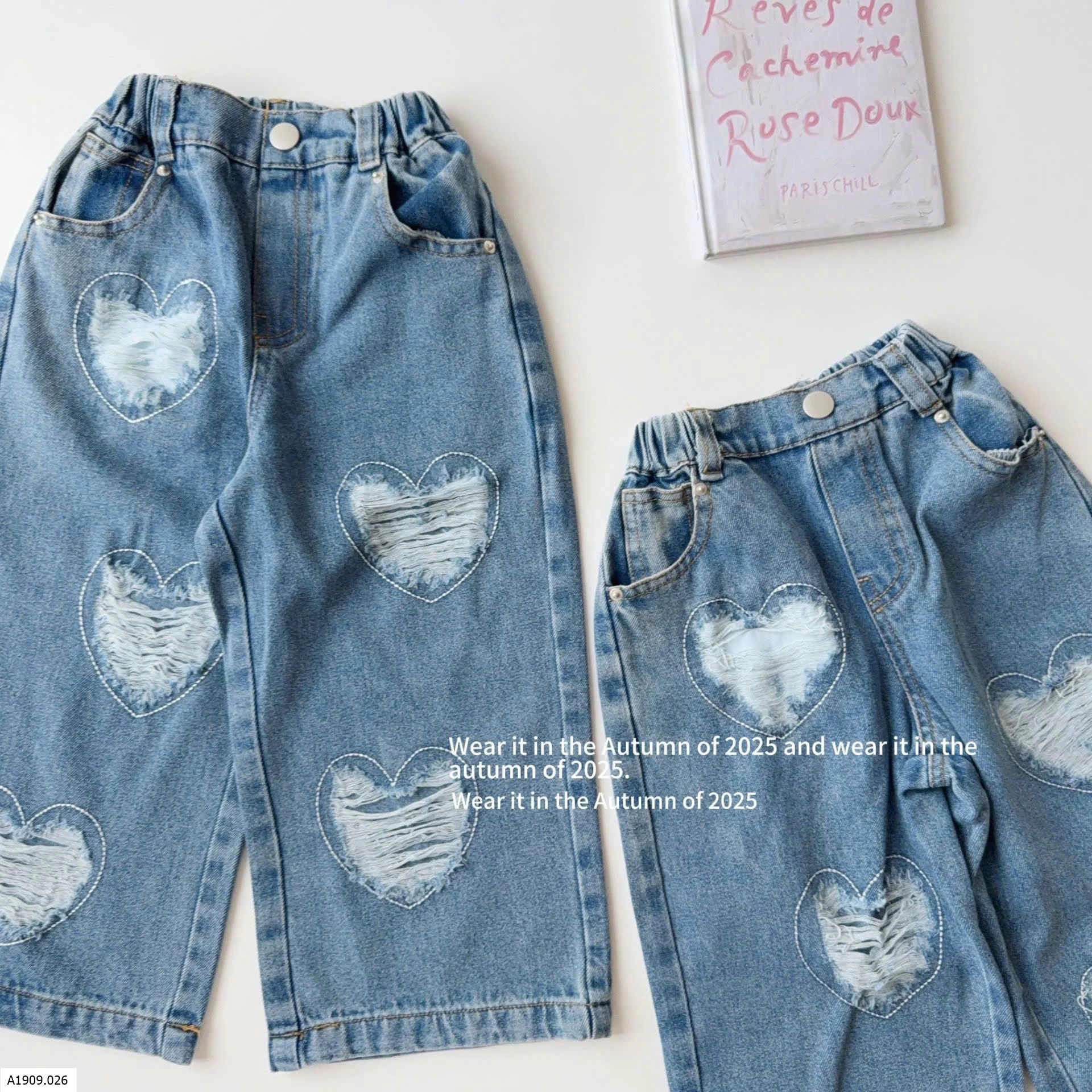 QUẦN JEAN SUÔNG PHỐI RÁCH BÉ GÁI   Giá sỉ 179k