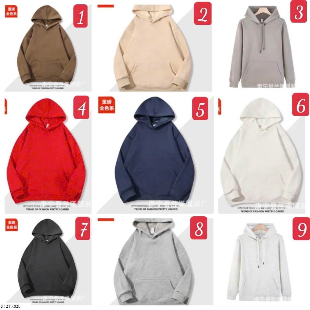 ÁO NỈ HOODIE TRƠN  Sỉ 147kA