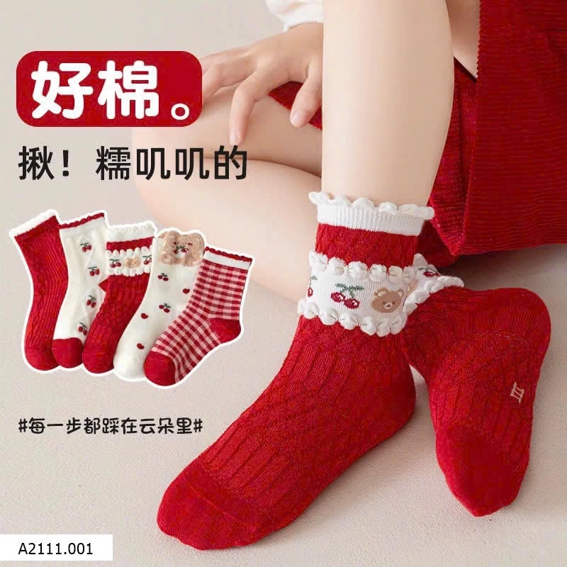 SÉT 5Đ TẤT ĐỎ CHO BÉ Giá sỉ 60k/s