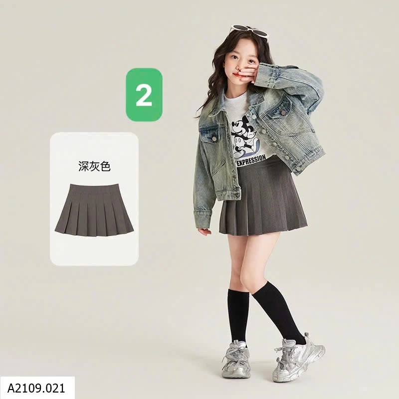 CHÂN VÁY XẾP LY TRƠN MÀU AMYBABY   Giá sỉ 210k
