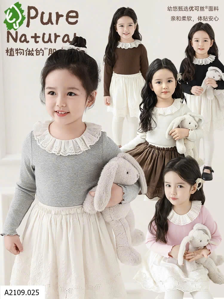 ÁO THUN DÀI TAY CỔ REN BG   Giá sỉ 166k