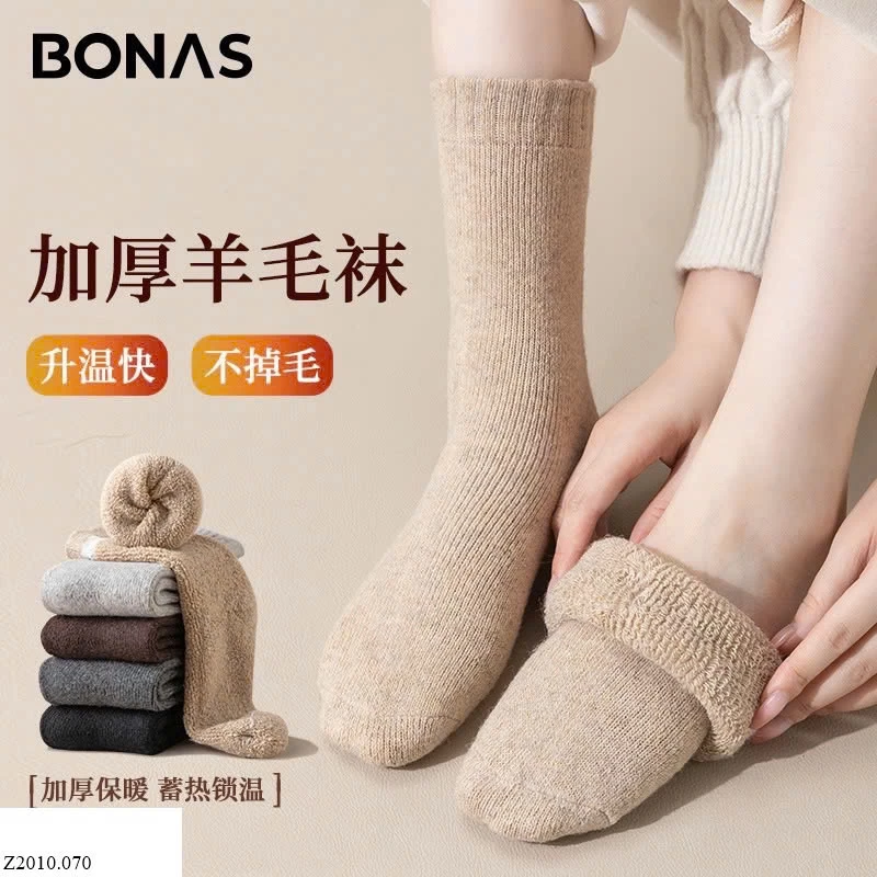 TẤT BÔNG DÀY CHÍNH HÃNG BONAS   Sỉ 135k/  1 sét 7 đôi mix màu