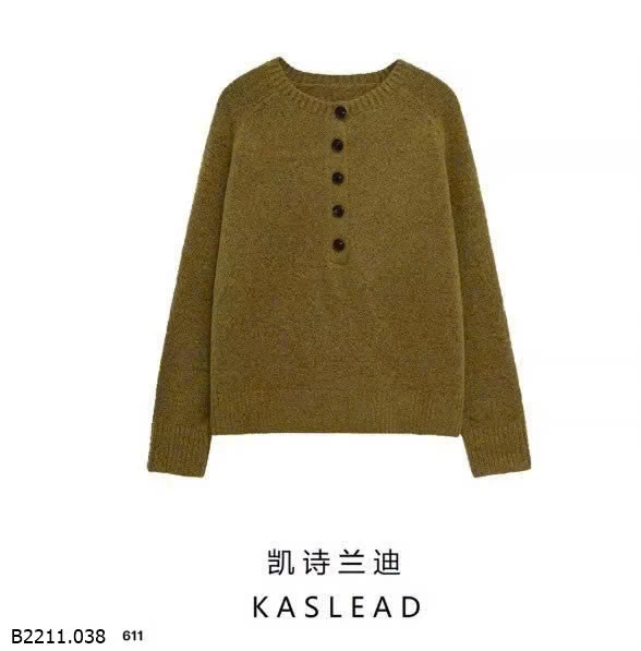 ÁO LEN CỔ TRÒN KHUY NGỰC  Giá sỉ 255k