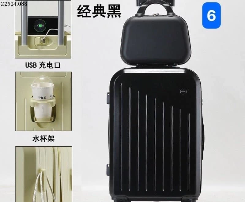 VALY SIZE 20 MÀU ĐEN CÓ CỐP SỈ 570K( MÓP NHẸ )