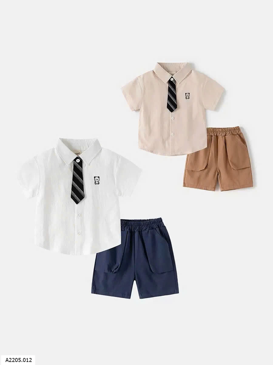 SET ÁO SƠ MI + QUẦN SHORT BÉ TRAI Sỉ 120k