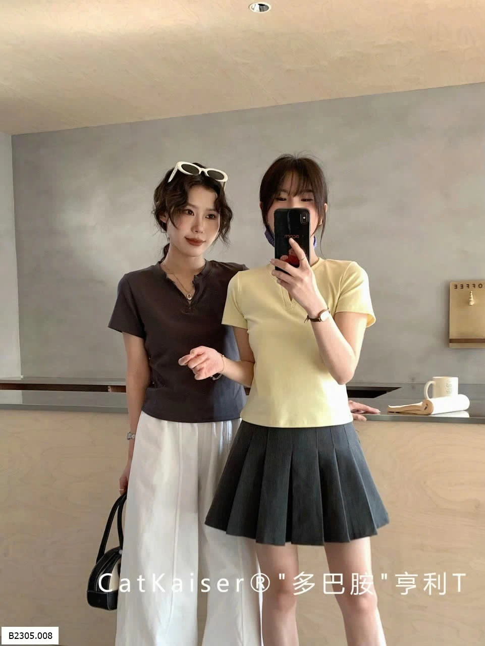 ÁO THUN CỔ V CATKAISER CHO NỮ Sỉ 103k