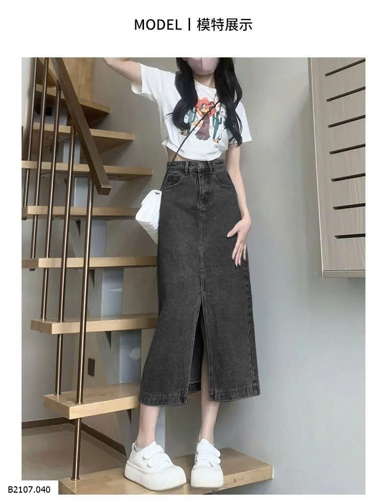 CHÂN VÁY JEAN CHỮ A DÁNG DÀI  Sỉ 132k