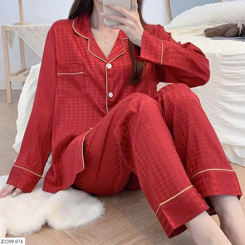 BỘ PIJAMA LỤA CARO   Sỉ 112k