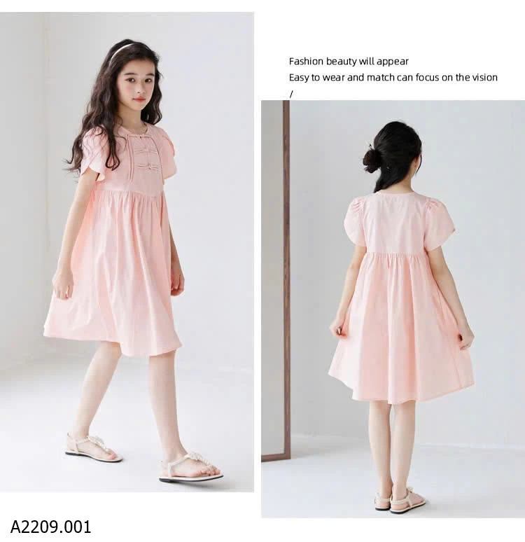 VÁY HỒNG TAY BỒNG CÚC TÀU SZ ĐẠI   Giá sỉ size 120-160: 163k  size 170: 200k 