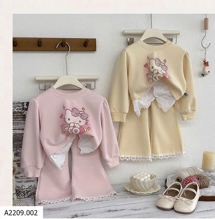 SET ÁO HELLO KITTY MIX QUẦN ỐNG LOE BG   Giá sỉ 203k