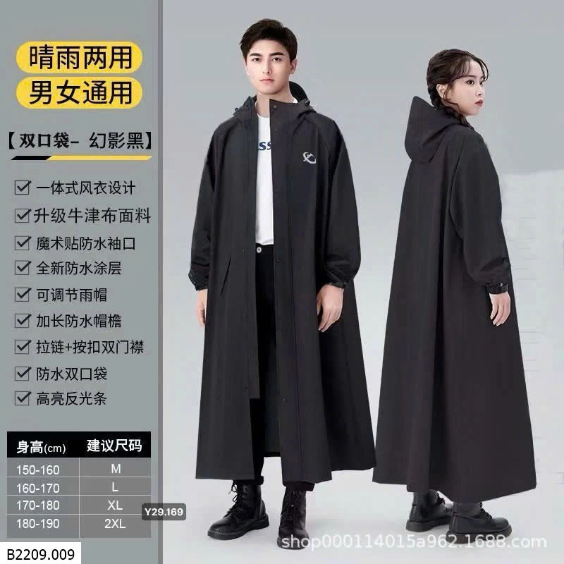 Áo mưa măng tô dáng rộng vải lụa oxford   Giá sỉ 115k