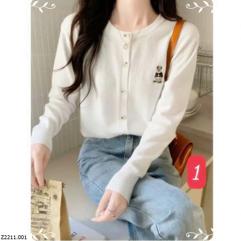 CARDIGAN LEN NỮ THÊU GẤU   Sỉ 90k