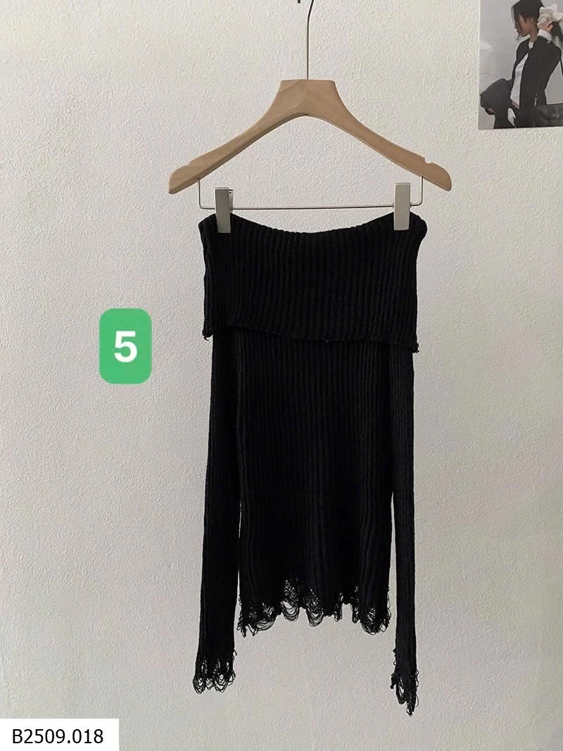 ÁO LEN DỆT KIM DÀI TAY HỞ VAI KÈM ĐAI Giá sỉ 163kA