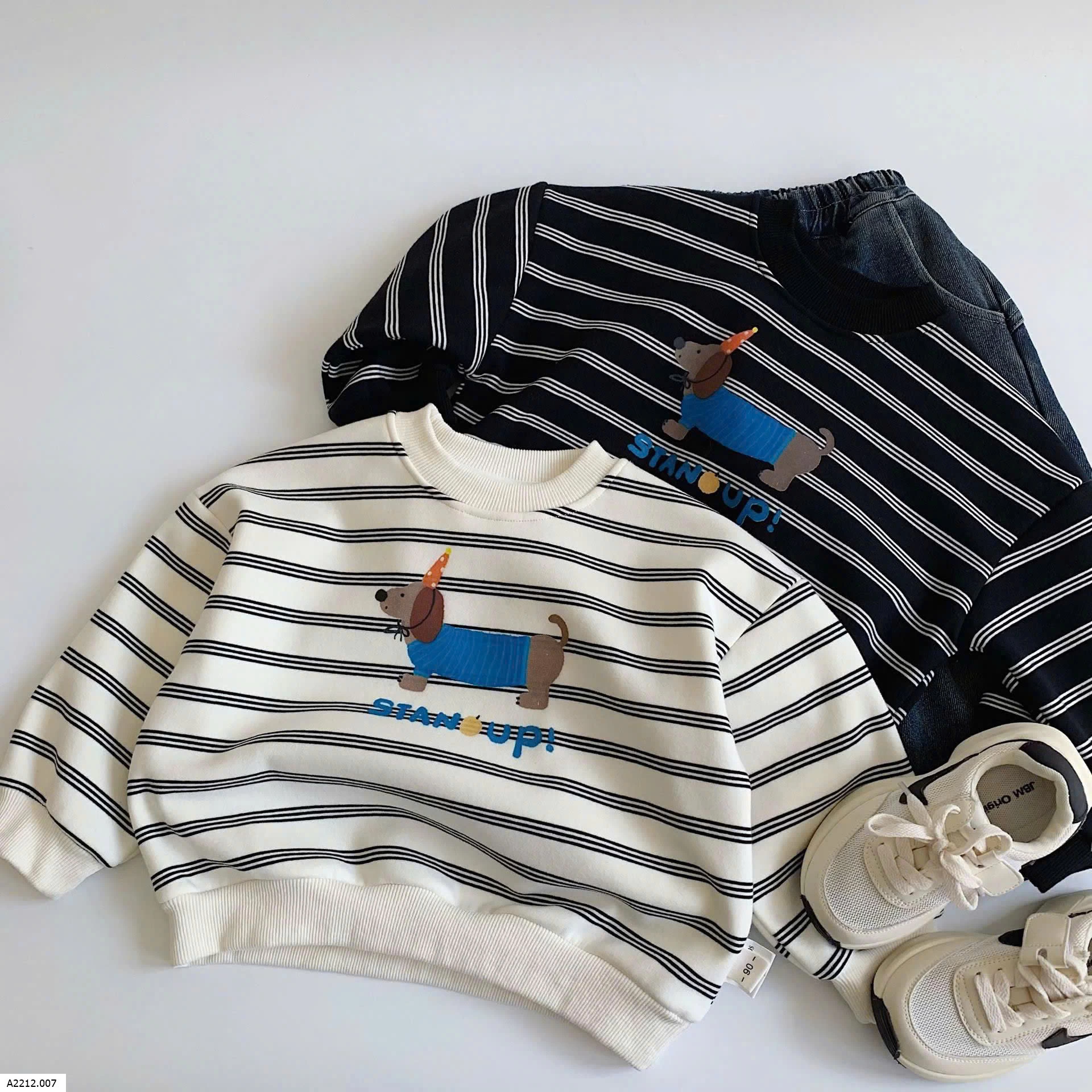 ÁO NỈ KẺ HÌNH CÚN MAIBAO  Giá sỉ 163k