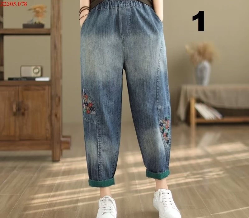 QUẦN BAGGY JEAN THÊU HOA  Sỉ 235k