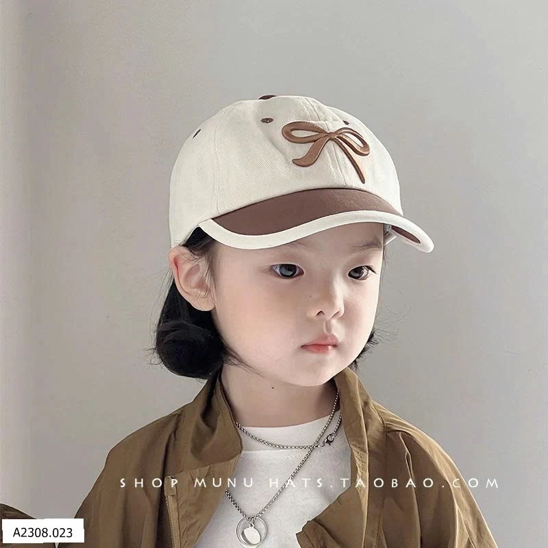 Mũ lưỡi chai nơ phối màu cho bé   Giá sỉ 75k