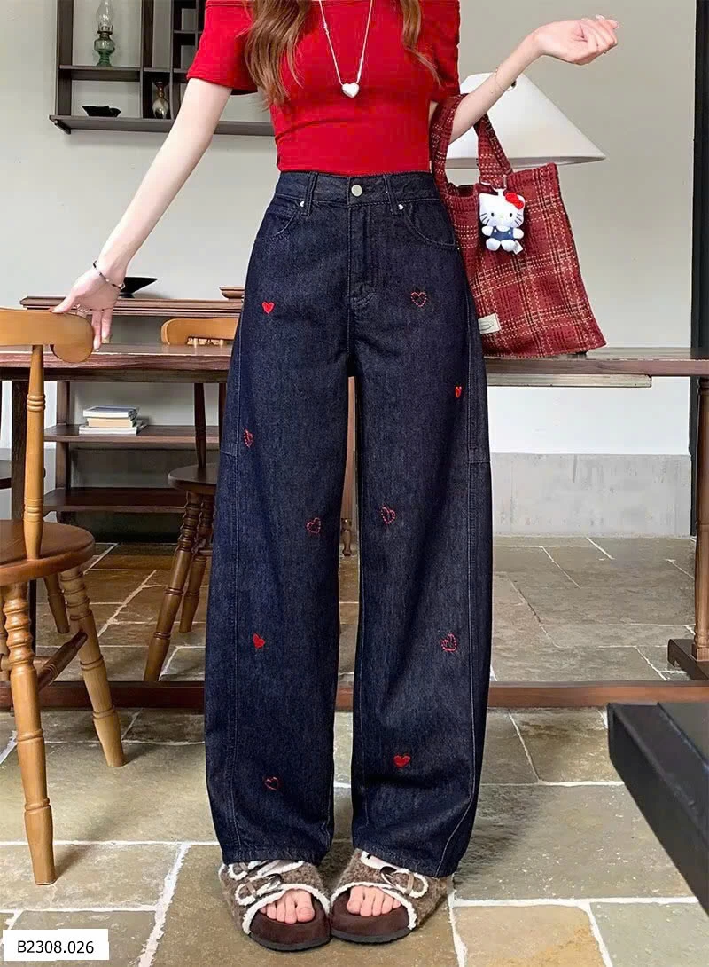 QUẦN JEAN THÊU TIM NỮ   Giá sỉ 158k