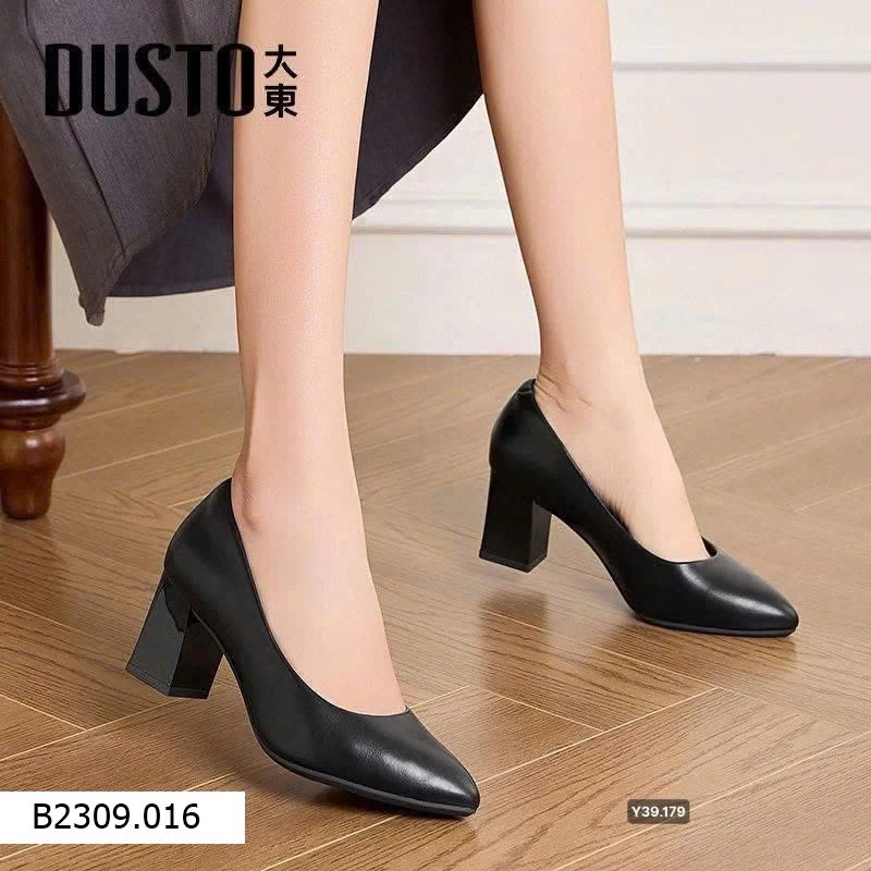 Giầy da công sở gót trụ quốc dân DUSTO   Giá sỉ 325k