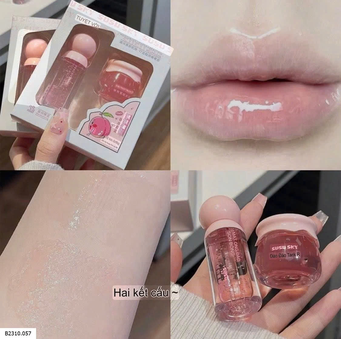 SET DƯỠNG MÔI ĐÀO MẬT ONG NGÀY ĐÊM  Giá sỉ 35k/1h