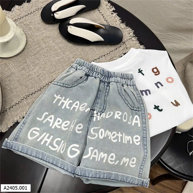 QUẦN JEAN IN CHỮ TRẮNG  Sỉ 124k