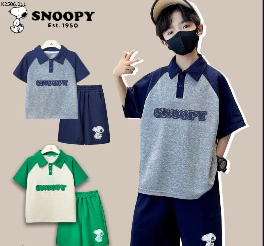 BỘ POLO BÉ TRAI HÃNG SNOOPY  Sỉ  145k