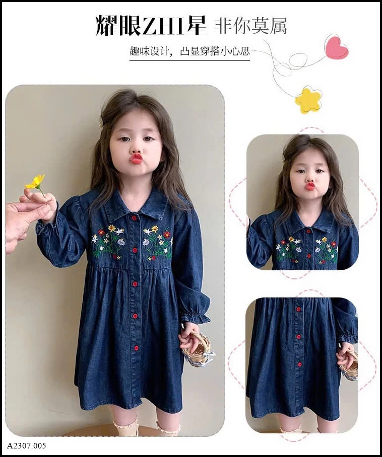 VÁY JEAN THÊU HOA BG Sỉ giá 186k
