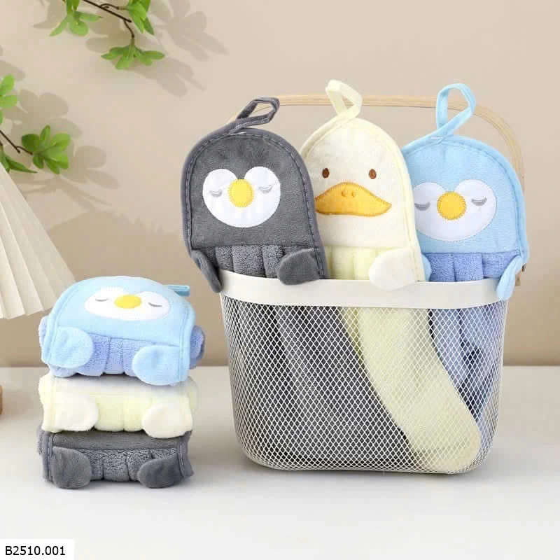 SET 6 KHĂN LAU TAY HÌNH VỊT VÀNG, CHIM CÁNH CỤT KUTEE  Giá sỉ 70k/s