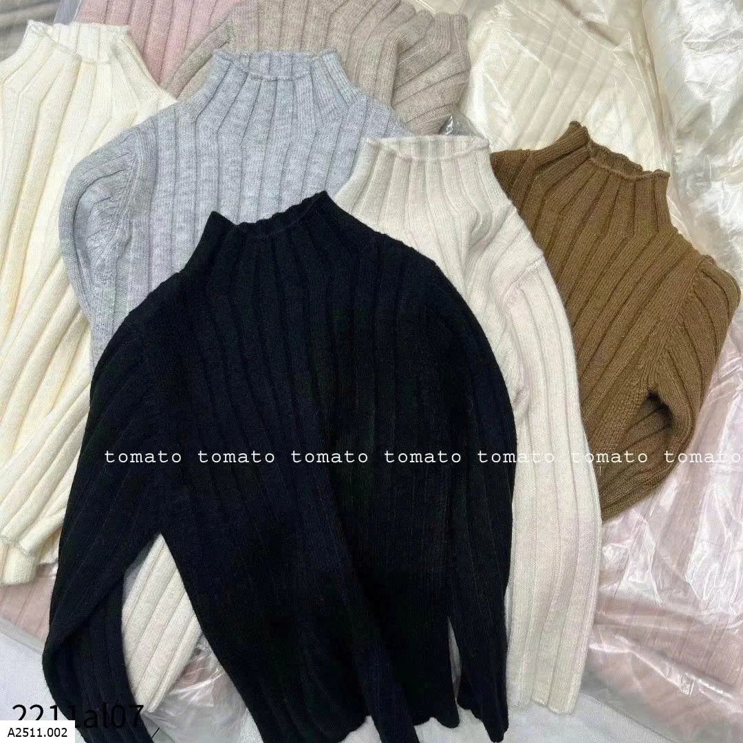 ÁO LEN CỔ CAO PHỐI GÂN MÀU TRƠN CHO BÉ Giá sỉ 155k