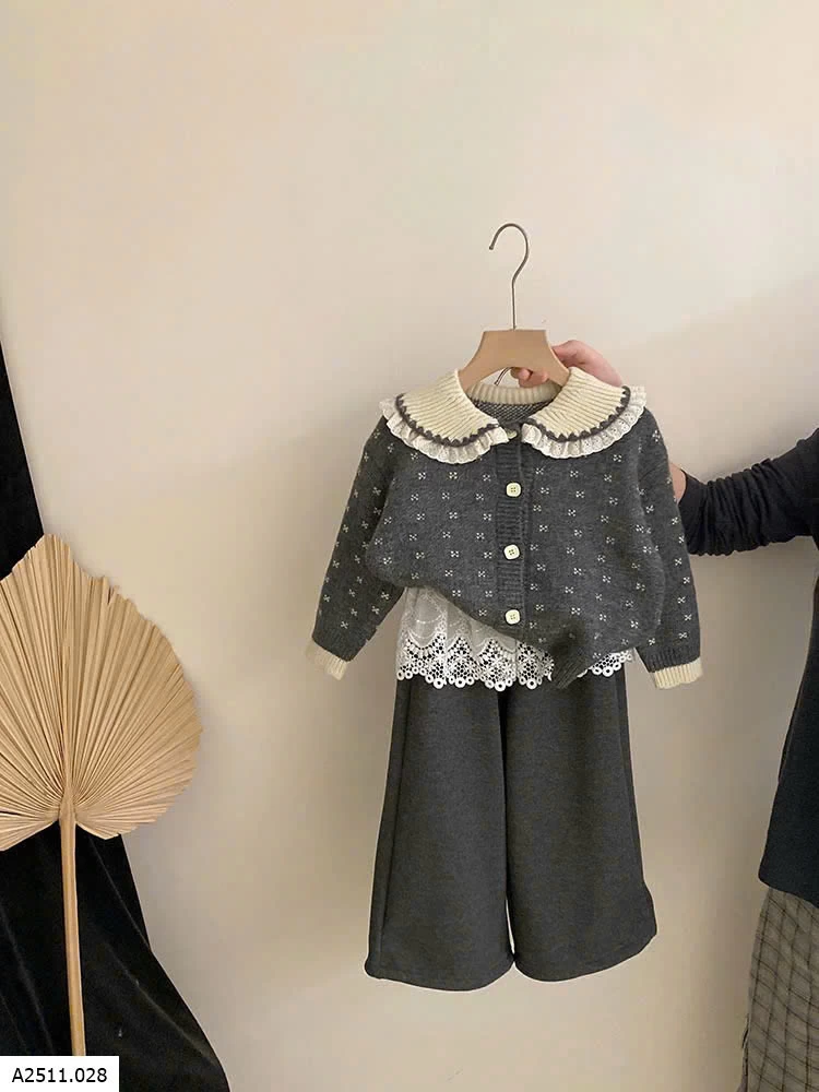 SET CARDIGAN HOA NHÍ MIX QUẦN NỈ  Giá sỉ  áo = quần: 218k 