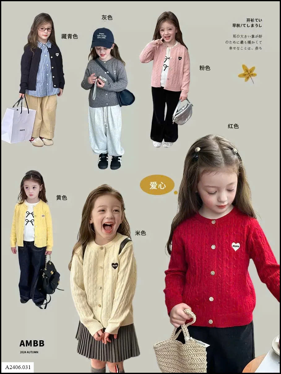 ÁO LEN HOẠ TIẾT VẶN THỪNG BÉ GÁI AMBB   Sỉ giá Sz 90-150 #128k Sz 160 #145k