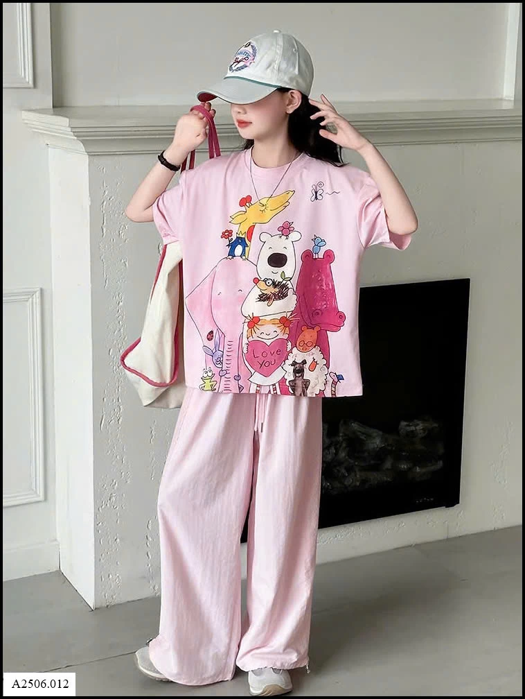 SÉT ÁO DỄ THƯƠNG MIX QUẦN HỒNG   Sỉ giá áo = quần: 127k/c