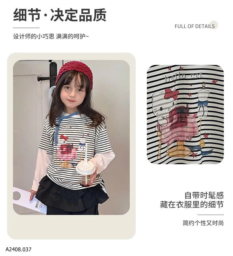 ÁO THUN PHỐI TAY KẺ   Giá sỉ 127k