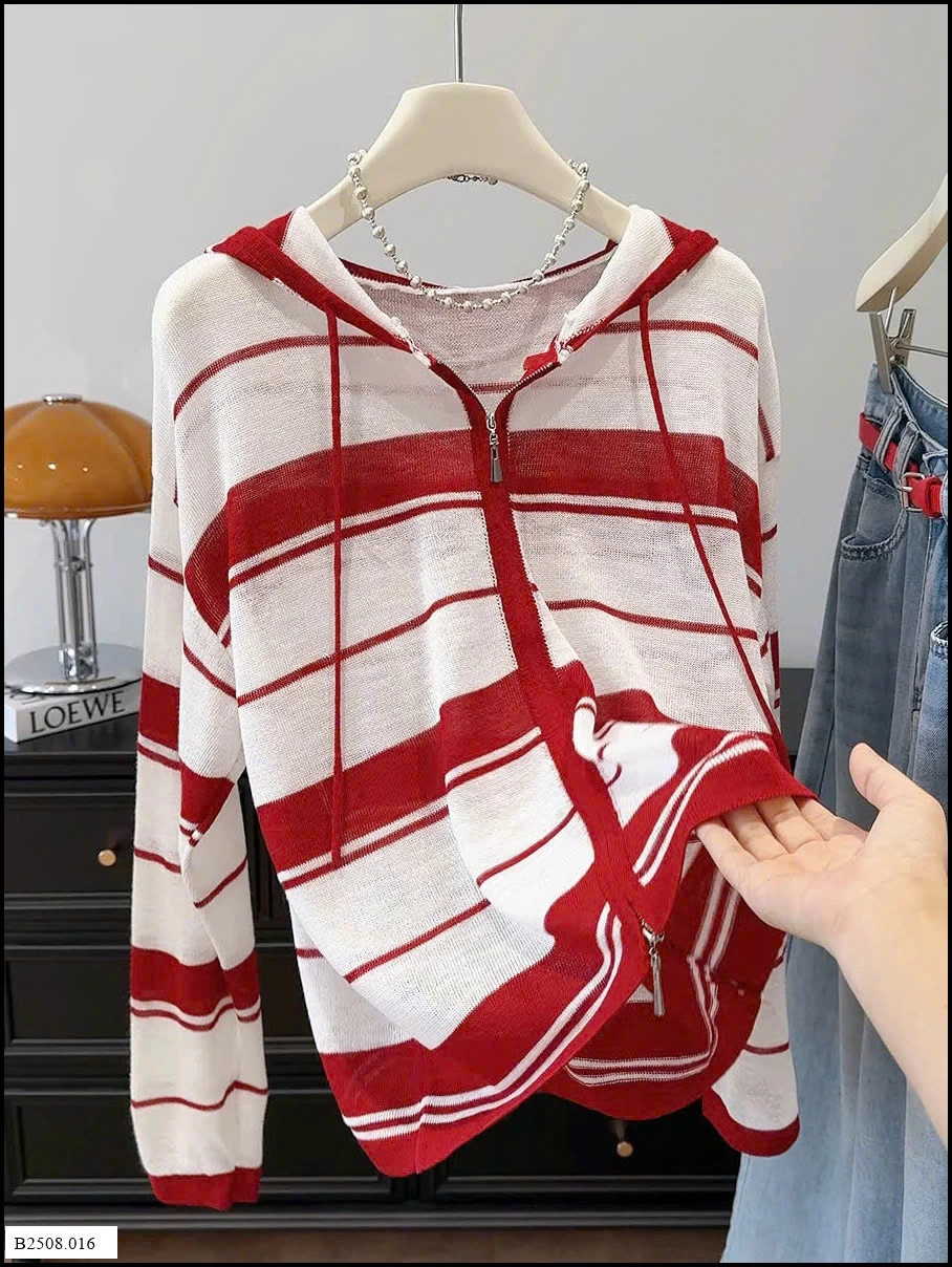 ÁO KẺ KÉO KHOÁ ANNA   Giá sỉ 165k
