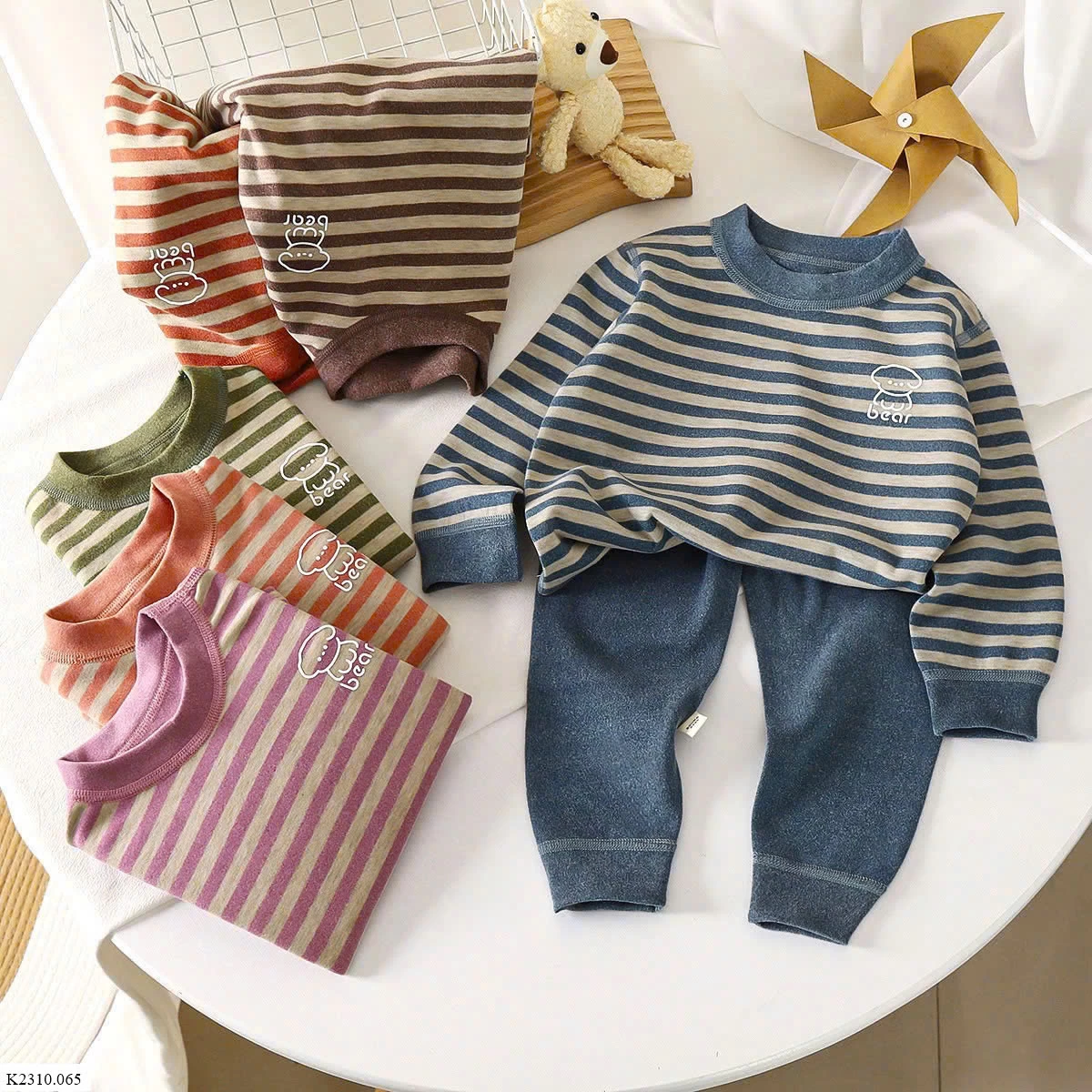 BỘ NỈ KẺ NGANG CHO BÉ Giá sỉ như sau: sz 73-110 : 77k sz120-150 : 94k