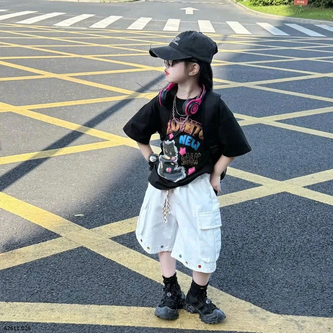 ÁO THUN MÈO MIX SHORT TÁN ĐINH  Giá sỉ áo 135k  quần 196k 