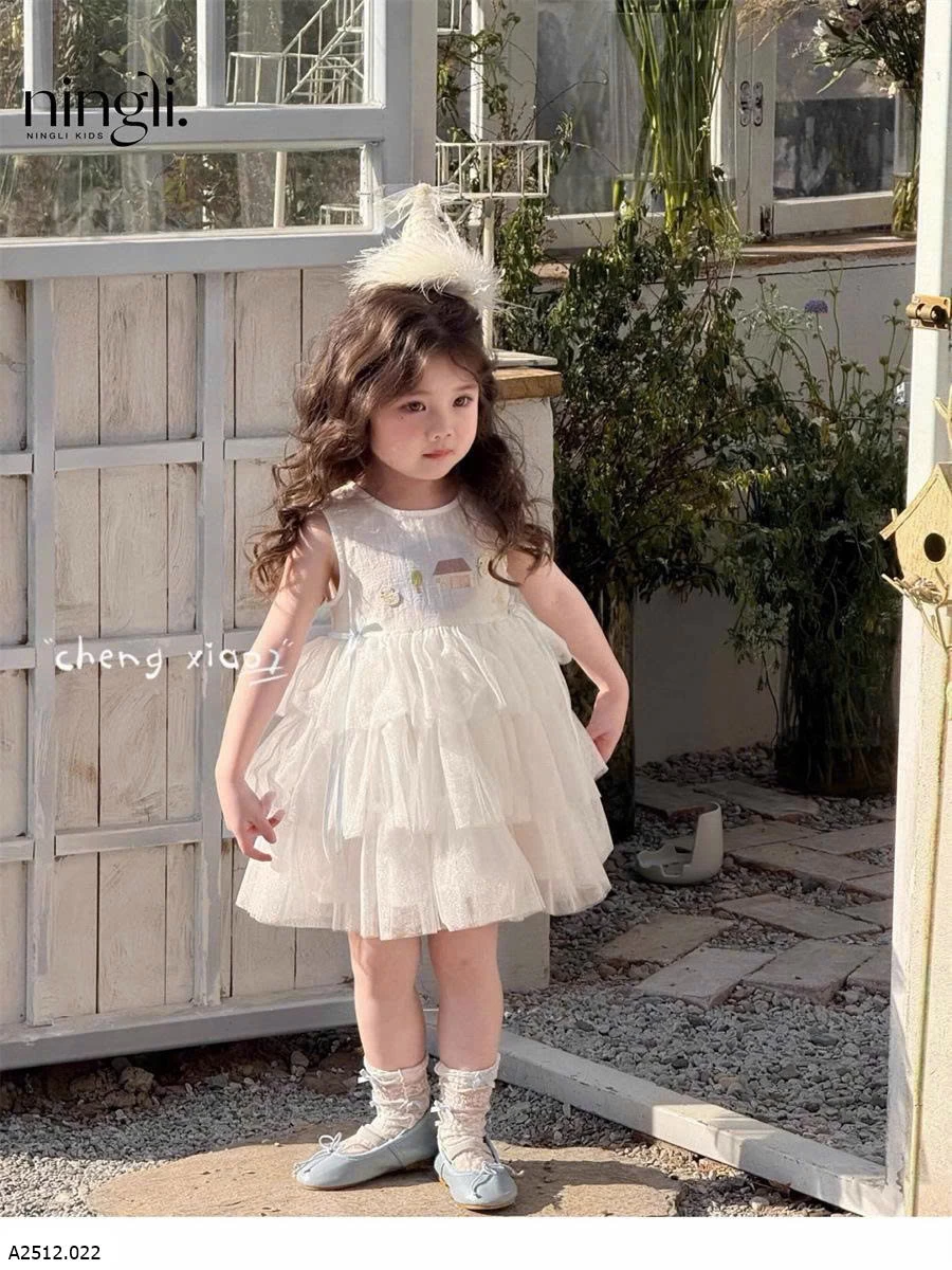 VÁY THUN PHỐI REN BÉ GÁI   Giá sỉ 127k