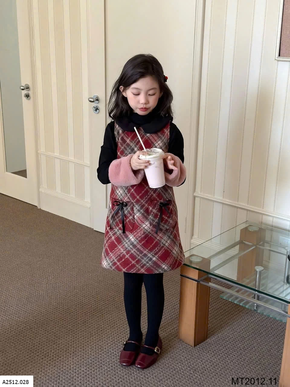 Váy kẻ cổ sen sát nách cho bé gái  Giá sỉ 219k