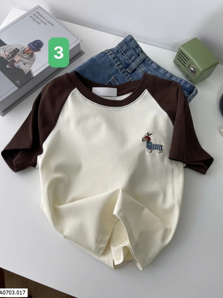 ÁO THÊU CÚN PHỐI MÀU TAY Sỉ 105k 
