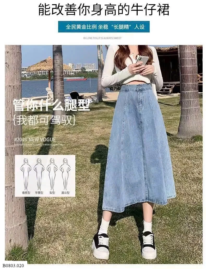 CHÂN VÁY JEAN DÁNG DÀI XOÈ Sỉ 106k