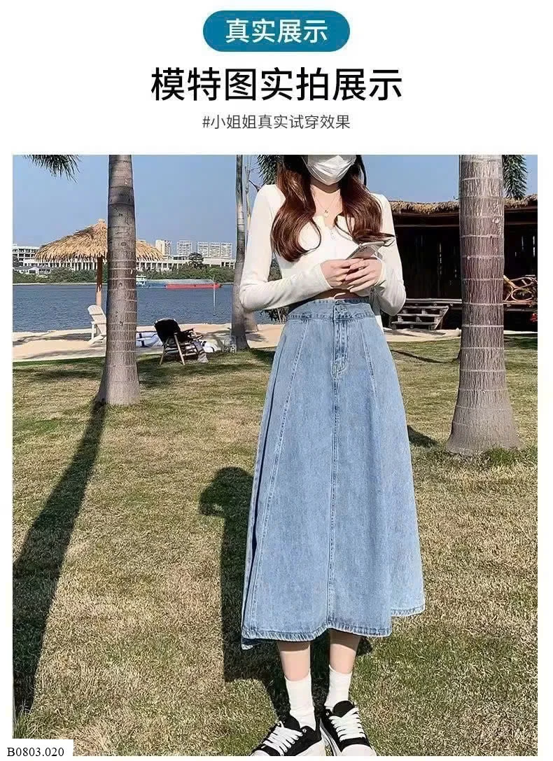 CHÂN VÁY JEAN DÁNG DÀI XOÈ Sỉ 106k