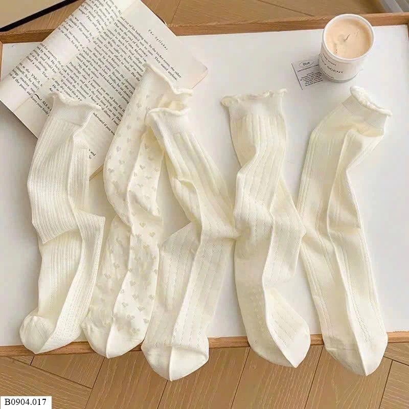SET 5 ĐÔI TẤT REN NỮ QCCC   Sỉ 44k/1 set 5 đôi mix mẫu