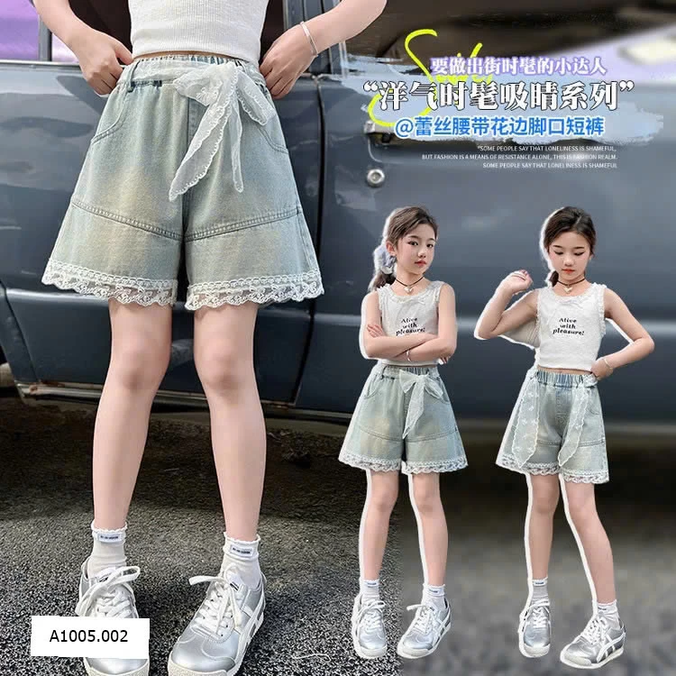 QUẦN SHORT DENIM PHỐI REN   Sỉ 136k