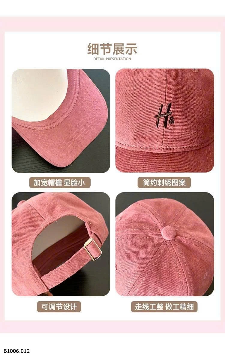 Mũ lưỡi trai thêu chữ H nam nữ   Sỉ 37k