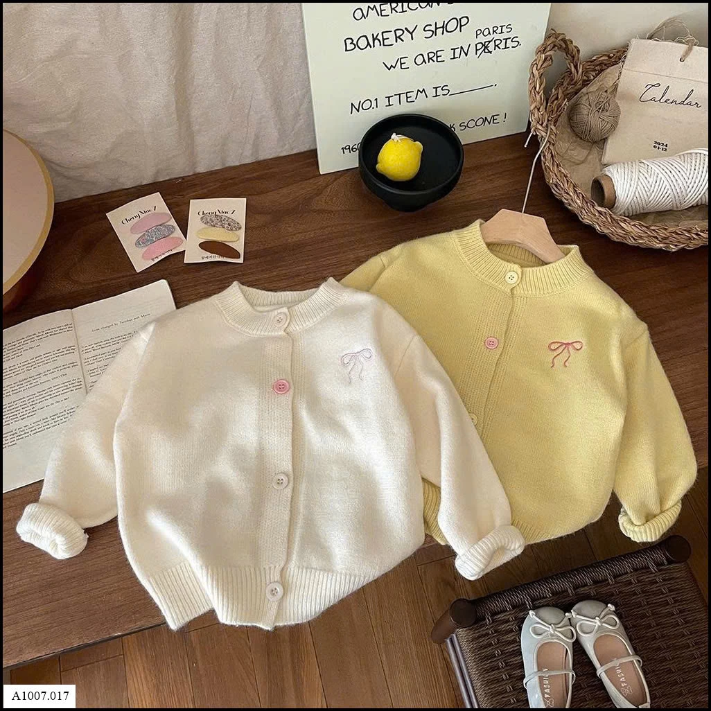 ÁO CARDIGAN THÊU NƠ CHO BÉ GÁI   Sỉ giá 128k