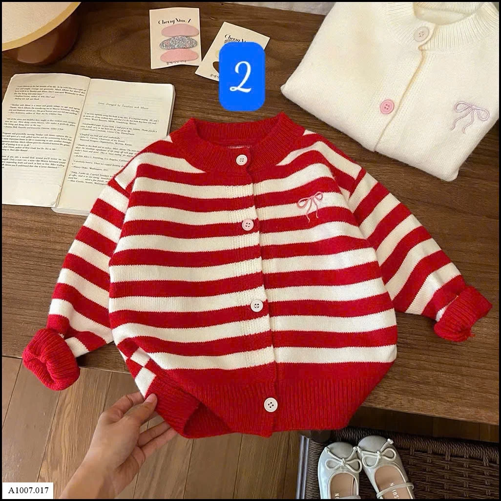 ÁO CARDIGAN THÊU NƠ CHO BÉ GÁI   Sỉ giá 128k