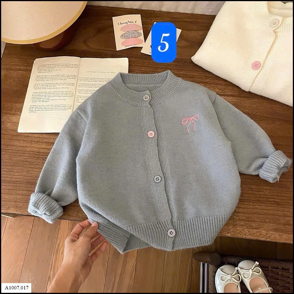 ÁO CARDIGAN THÊU NƠ CHO BÉ GÁI   Sỉ giá 128k