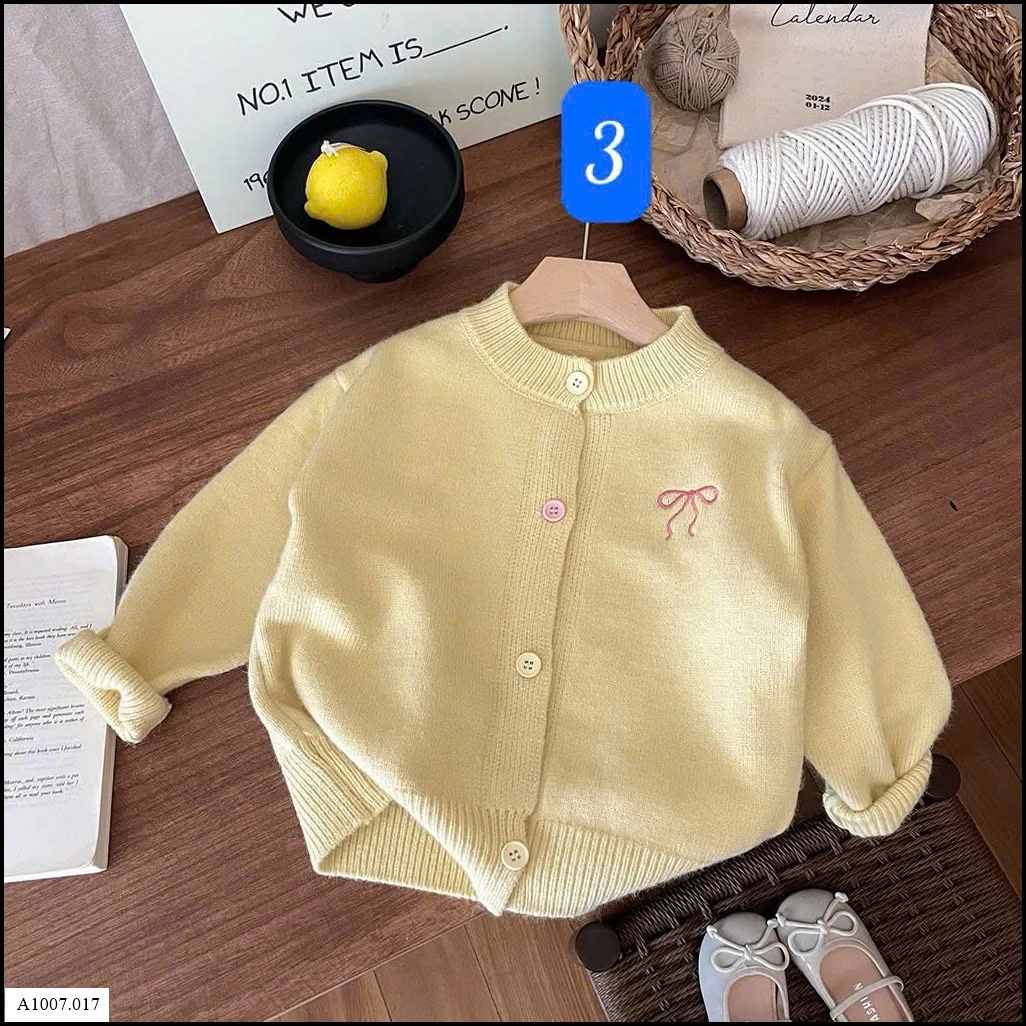 ÁO CARDIGAN THÊU NƠ CHO BÉ GÁI   Sỉ giá 128k